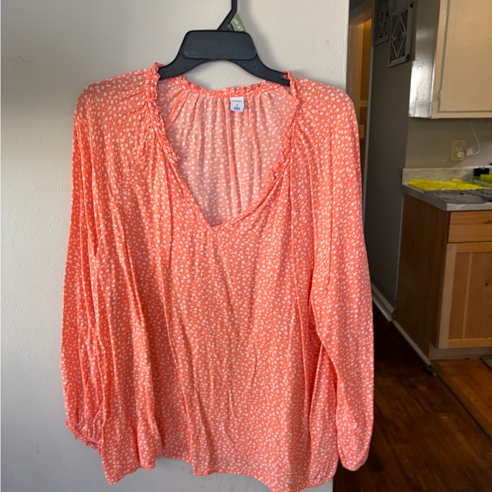 Old Navy Coral Floral Blouse